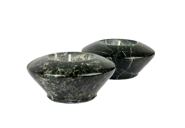 Black Pair Of Onyx Tea Light Holder