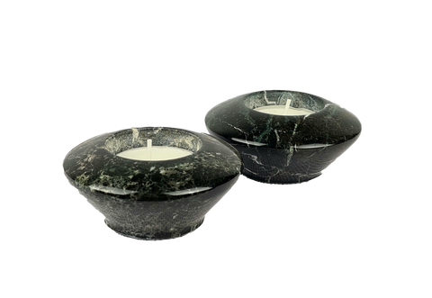 Black Pair Of Onyx Tea Light Holder