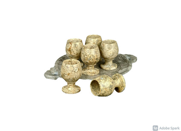 Wine Cup Tray With Fossile