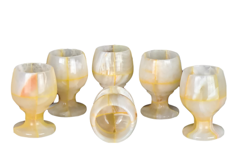 Onyx Goblets (Set of 6), Onyx Wine Glasses, Marble carved glasses